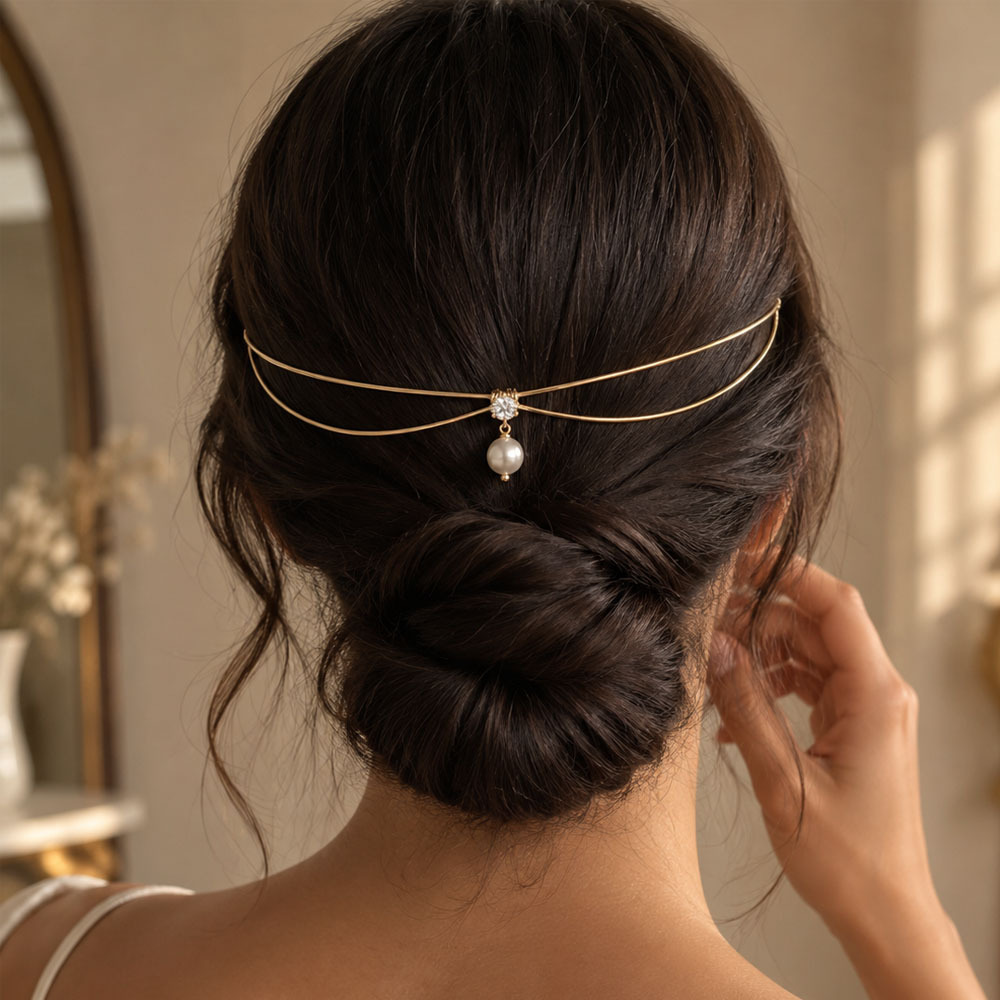 Retro Pearl Rhinestone Headband Hair Accessory For Women photo 1