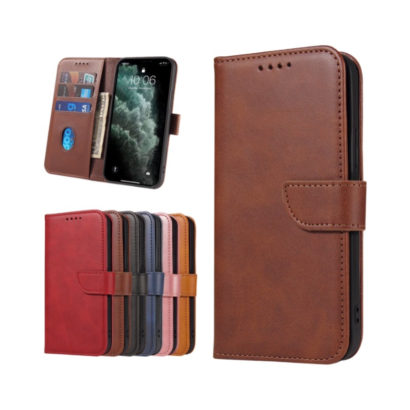 Calfskin-textured Card-slot Wallet Flip Phone Case photo 5