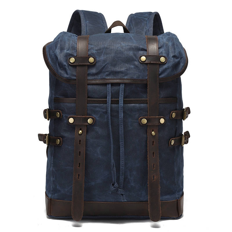 Leisure Travel Bag Water-resistant Canvas Bag With Top-layer Cowhide photo 5