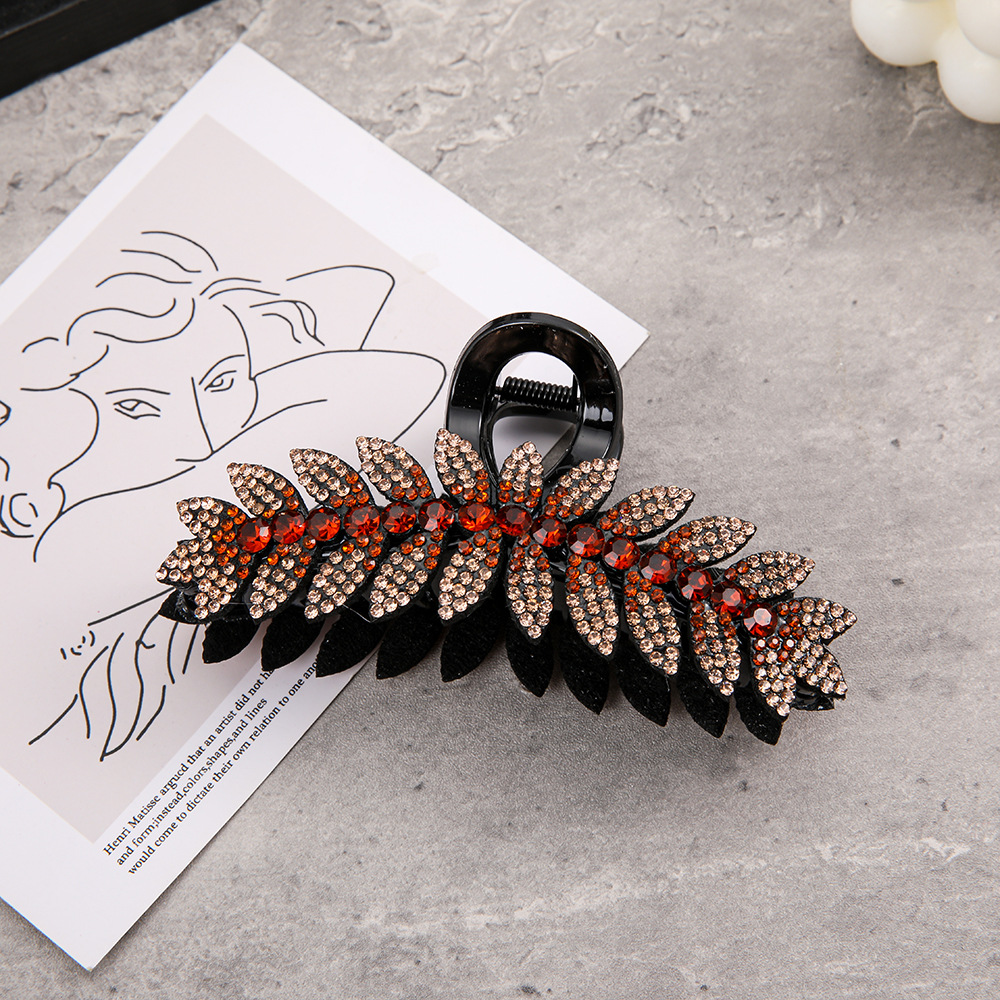 Full-rhinestone Fan-shaped Flower Shark Clip Hair Accessory photo 2