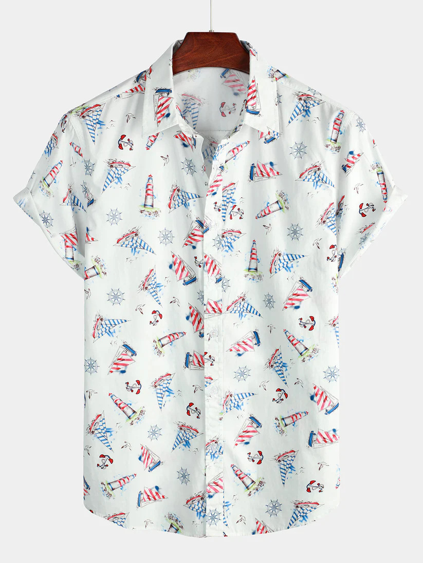 Short-sleeved Lapel-printed Loose-fitting Casual Shirt photo 7