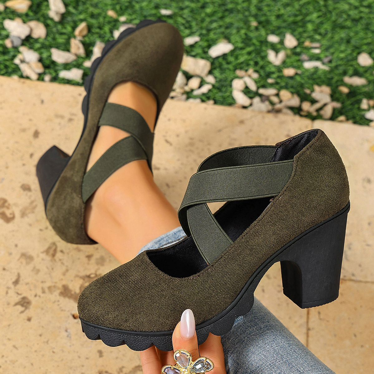Retro Cross-strap Platform High Heels photo 7