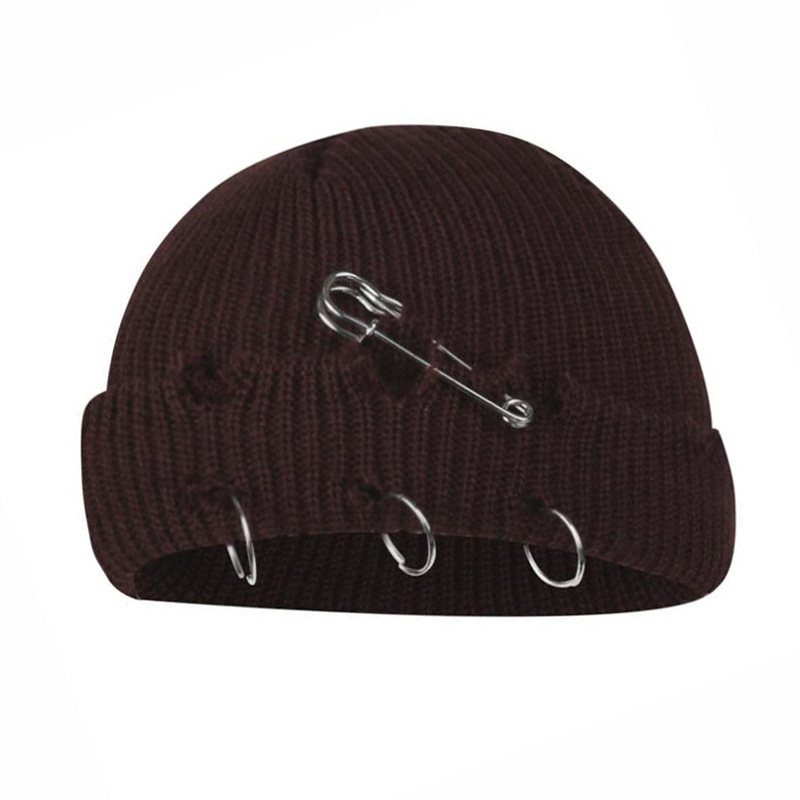 Iron Ring Pin Ripped Knit Beanie photo 8