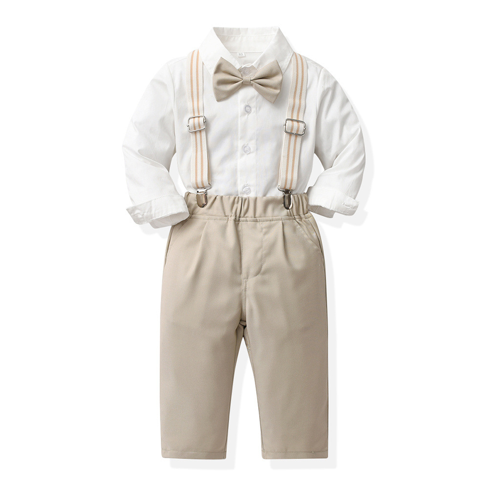 AutumnWinter British-style Boys Suspender Pants Set photo 2