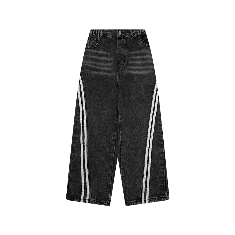 Retro Childrens Straight-Leg Casual Patchwork Jeans photo 2
