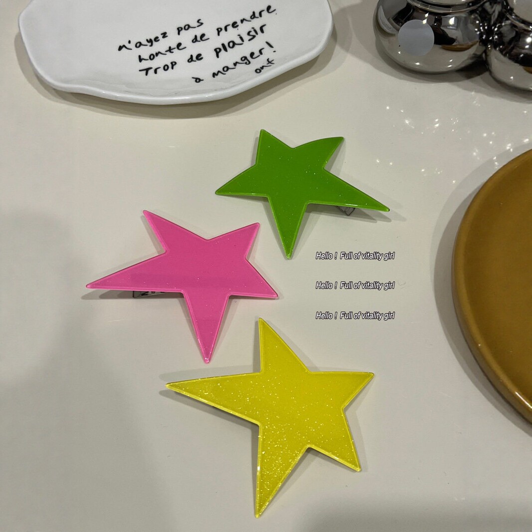 Fluorescent-colored Irregular Large Pentagonal Clip photo 1