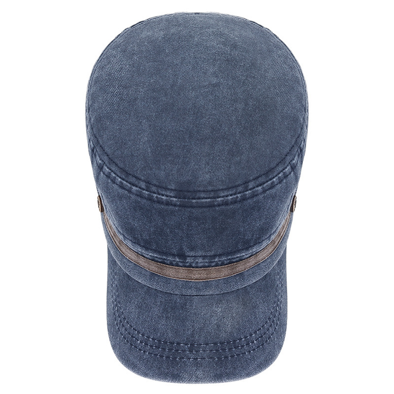 Washed Distressed Flat Crown Hat Breathable Sun Protection Outdoor Cap For Men photo 8