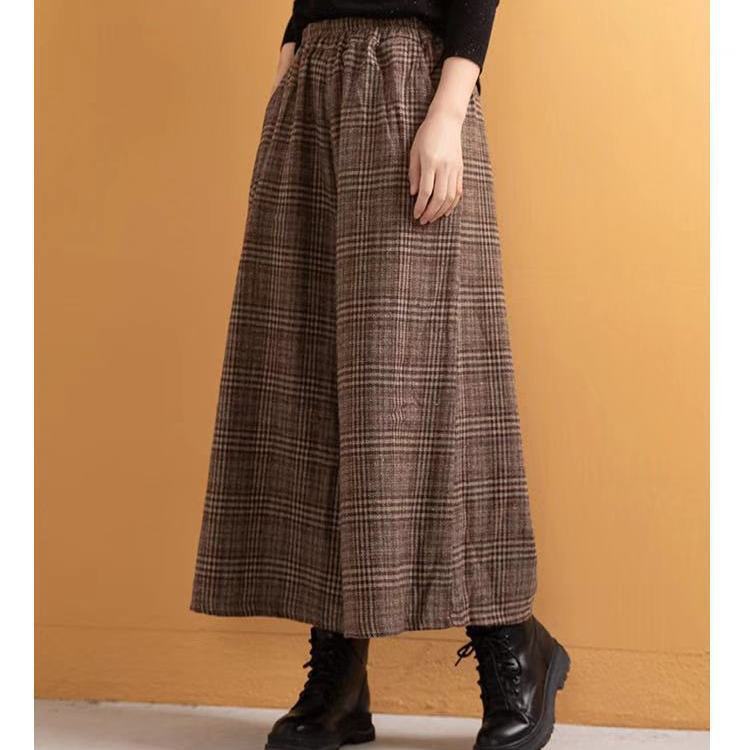 AutumnWinter Artistic Wool Plaid Wide-Leg Pants photo 5