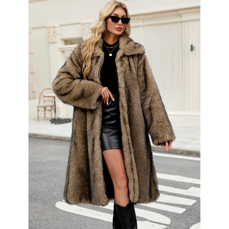 Women's Long Warm Faux Fur Fluffy Coat For Fall And Winter photo 7