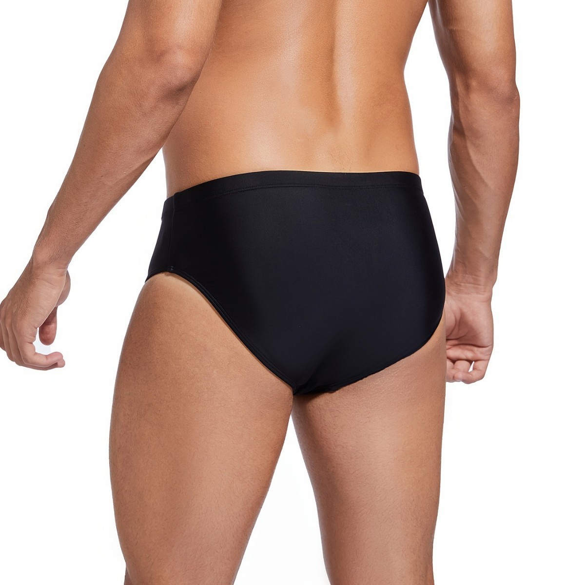 Mens Low-rise Solid-color Brief Swim Trunks photo 4