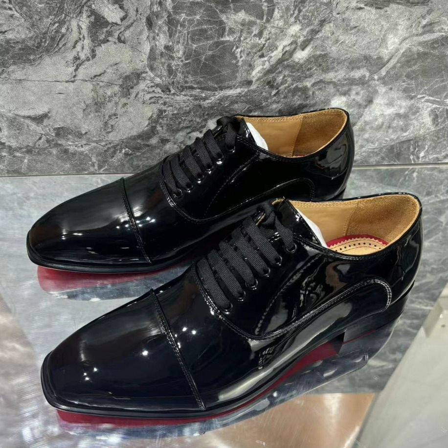 Matte-colored Leather Casual Shoes With Studded Red Soles photo 3