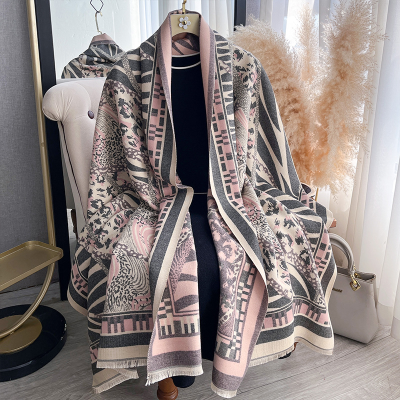 Leopard-print Zebra Jacquard Shawl Double-sided Scarf photo 2
