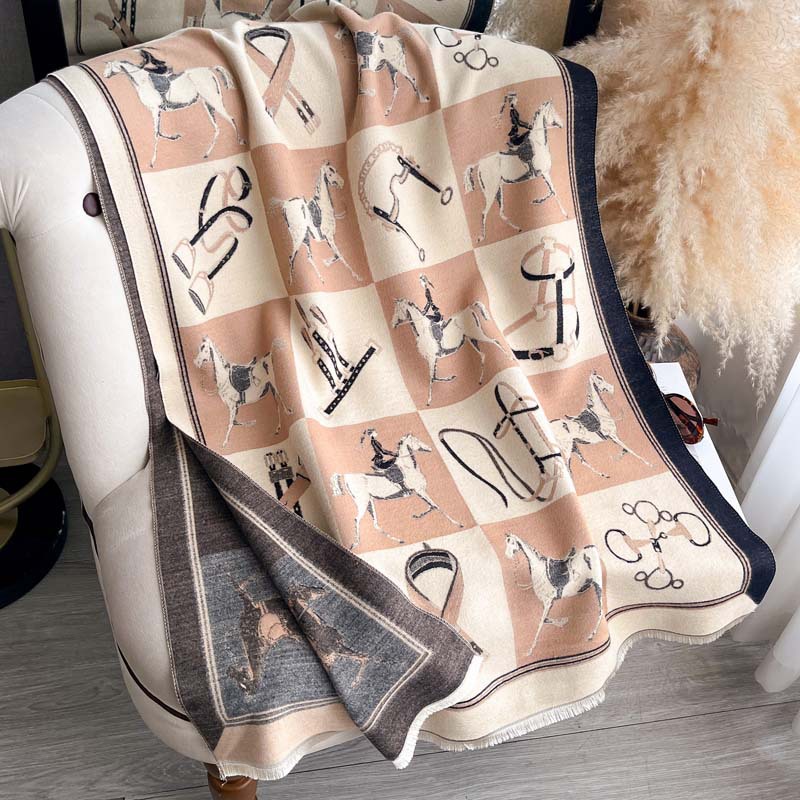 Thickened Double-sided Scarf With Tassel And Frayed Edges For Fall And Winter photo 2