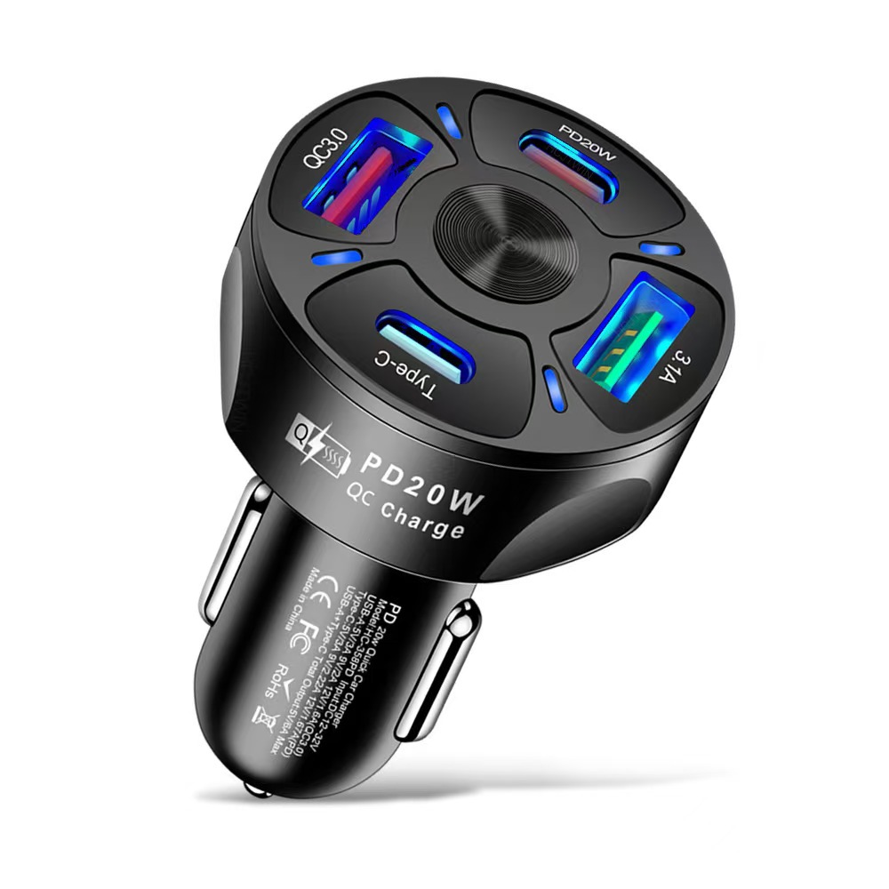 2-USB 2-PD Car Cigarette Lighter Plug Charger photo 2