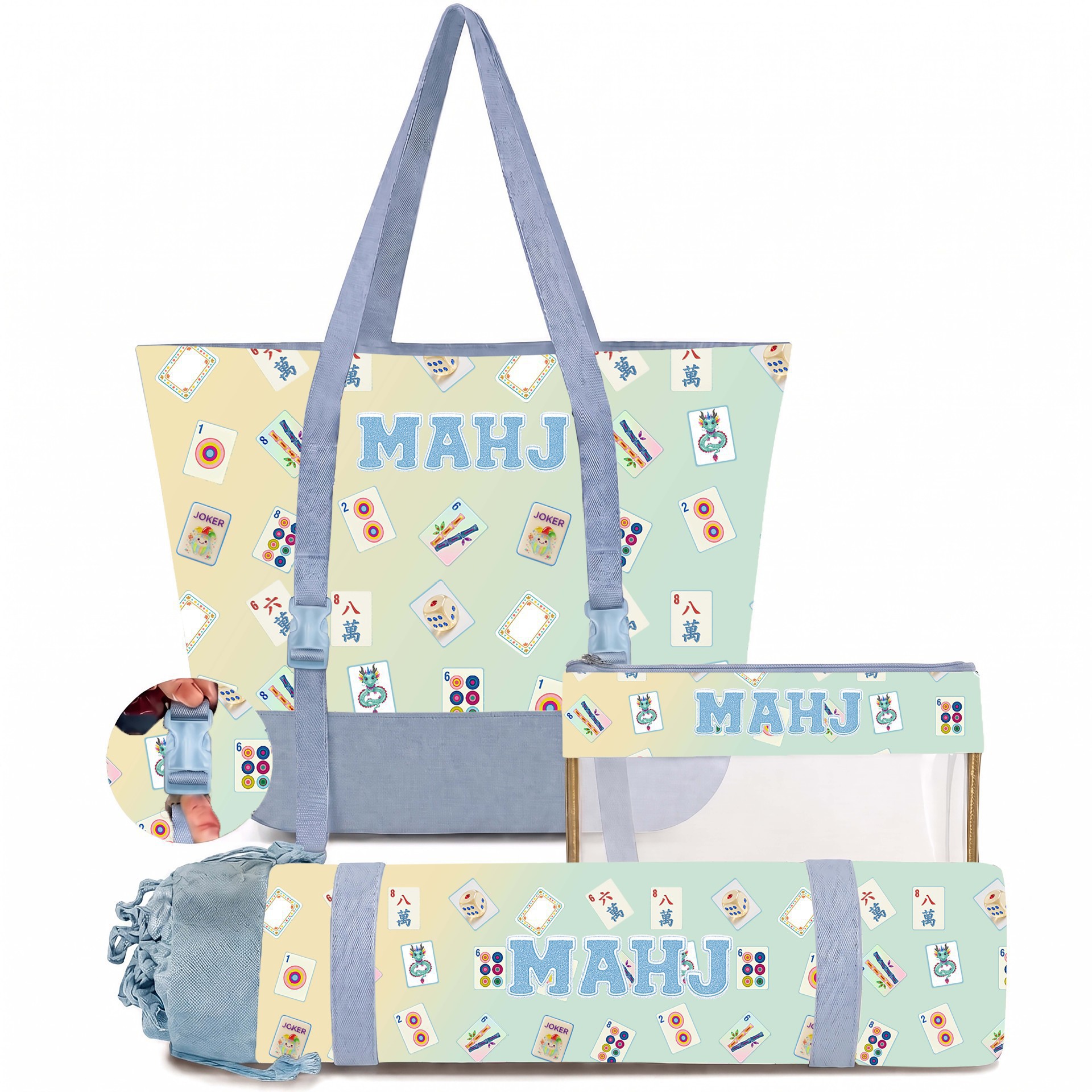 Best-Selling Macaron-Printed Mahjong Card Three-Piece Set photo 3