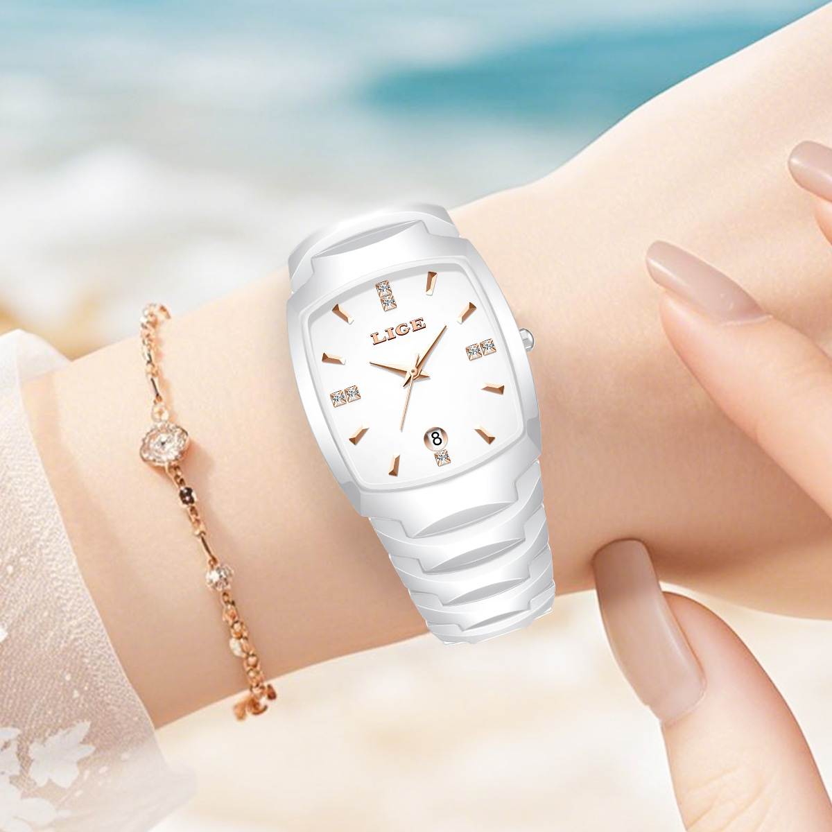 Square Calendar Waterproof Multi-function Sports Couple's Watch Quartz Watch photo 1