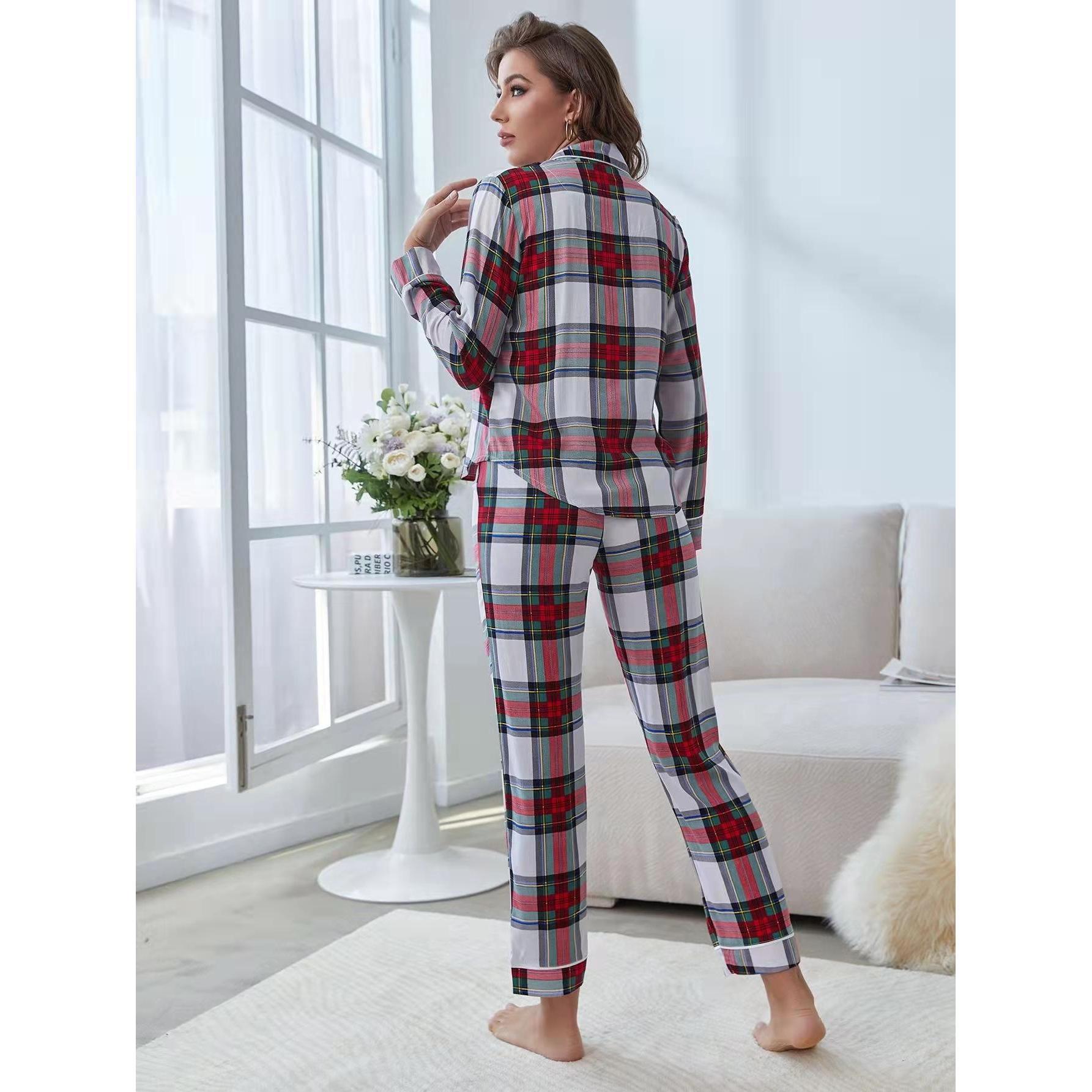 Women's Fashion Casual Cardigan Contrast Color Home Wear Suit photo 4