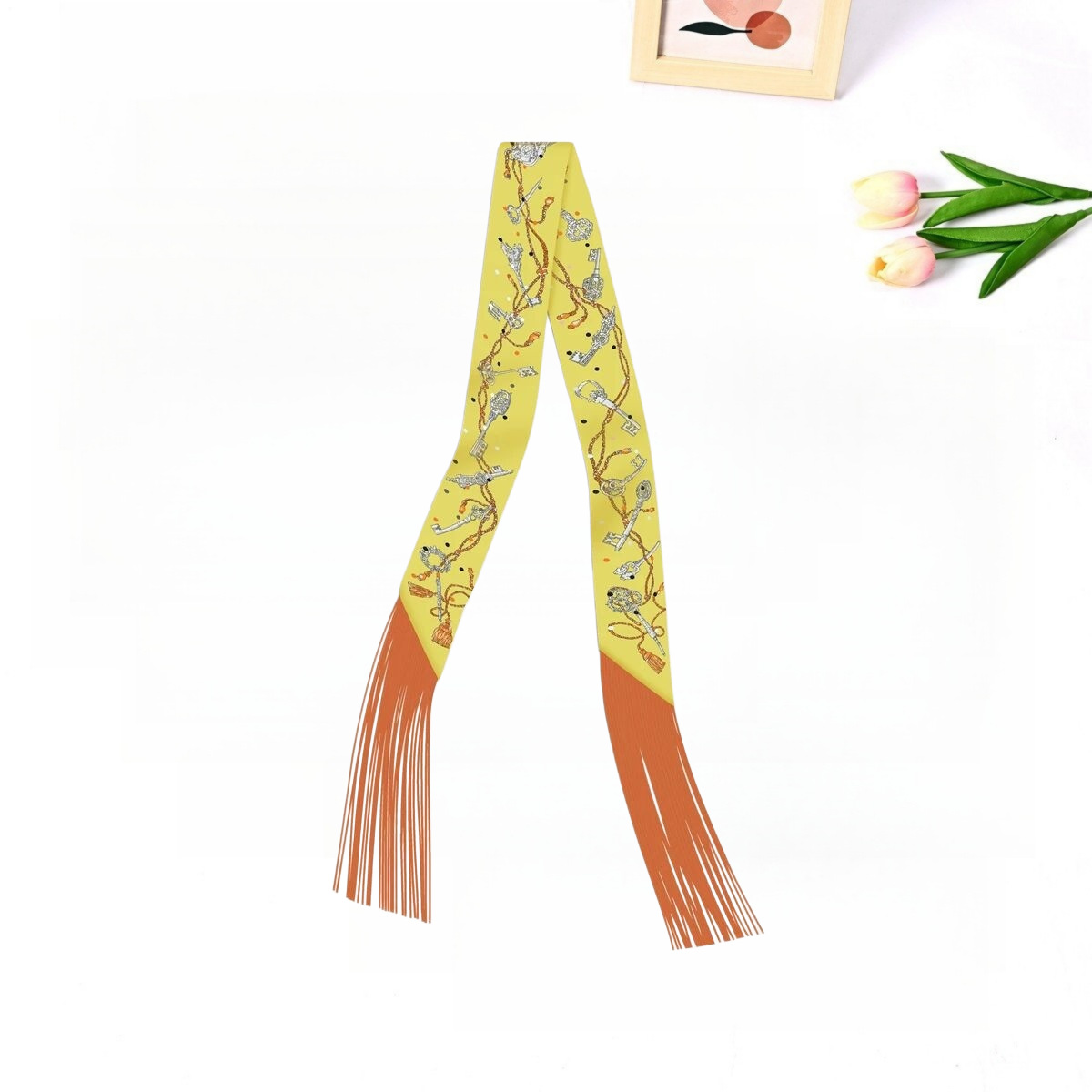 Korean-style Trendy Twill Silk Ribbon Scarf For Women photo 7