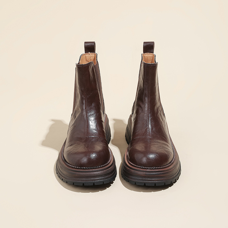 New Vintage Leather Ankle Boots For Women photo 3
