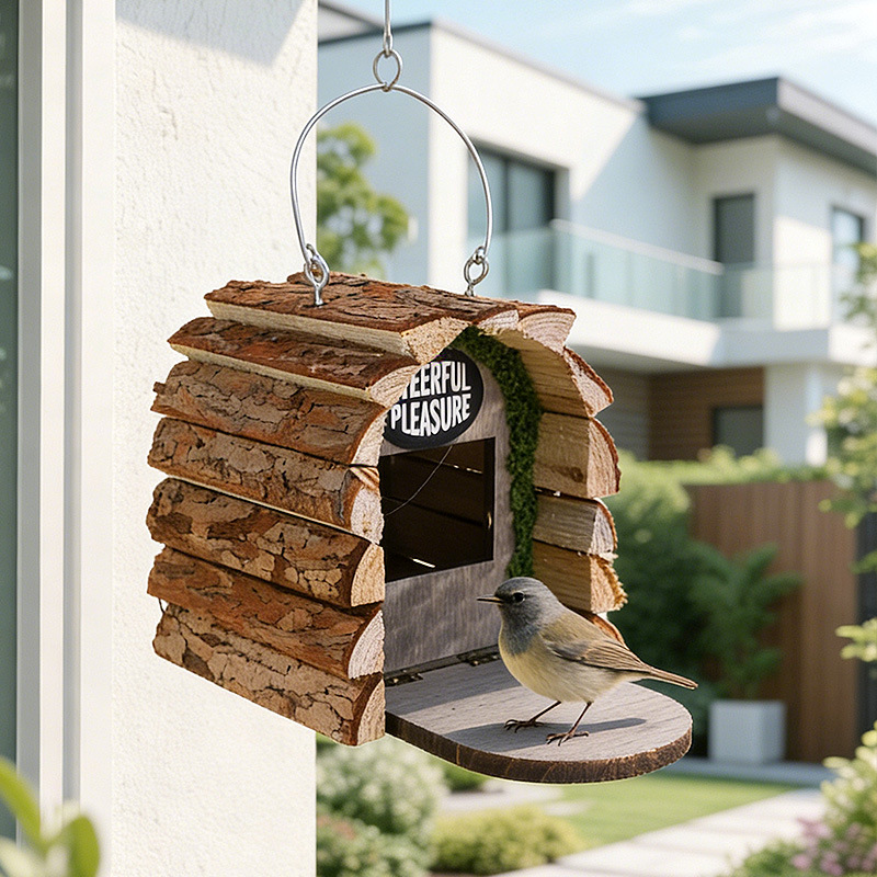 Outdoor Wooden Birdhouse Courtyard Decoration Bird Feeder photo 1