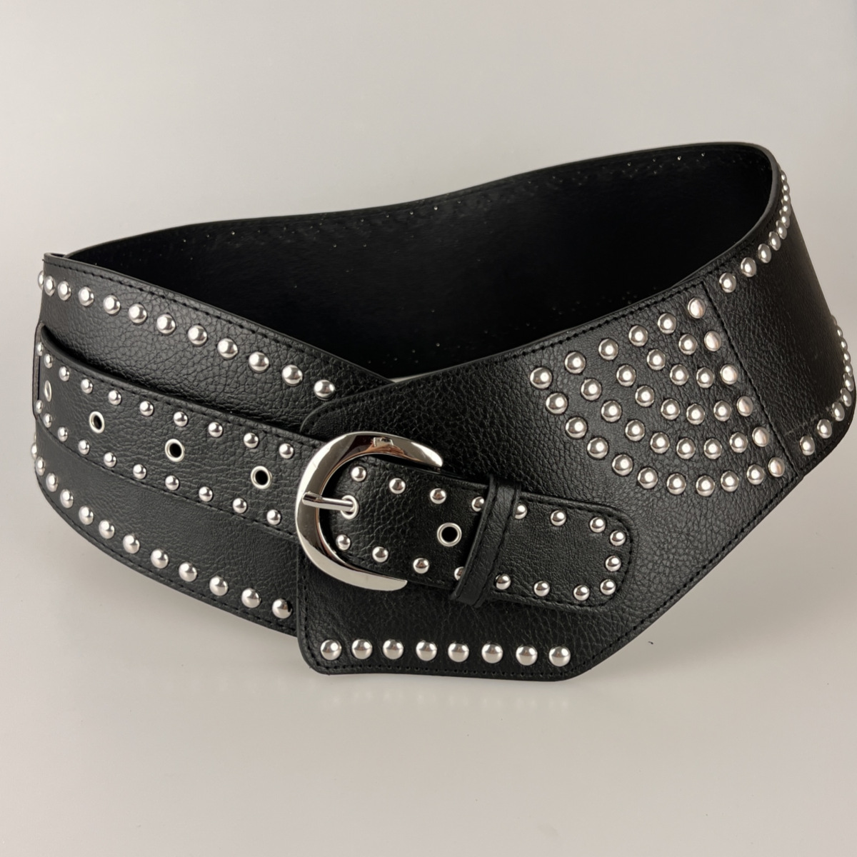 Rivet Punk Wide Belt Fashionable And Versatile Vintage Style photo 4