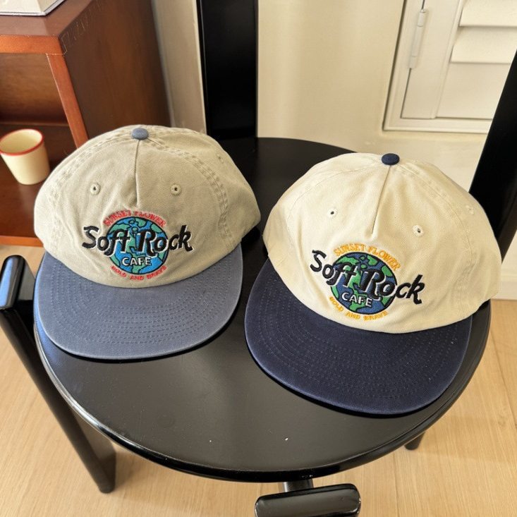 Retro Distressed Embroidery Color-block Flat-brim Baseball Cap photo 1