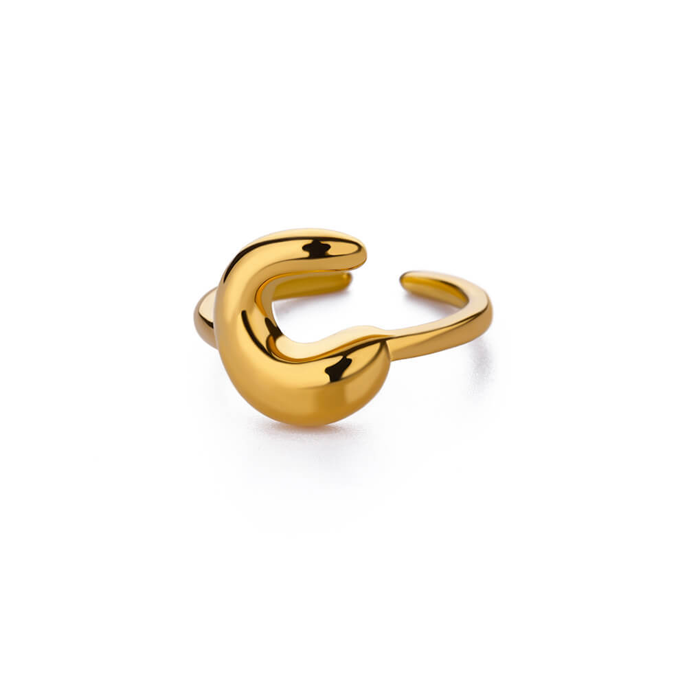 Cute Bubble Letters Ring Gold 18K Gold Plated Ring photo 4