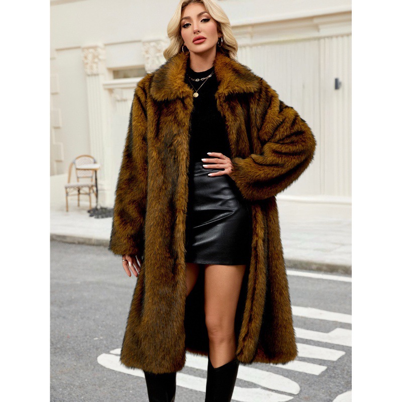 Women's Long Warm Faux Fur Fluffy Coat For Fall And Winter photo 8