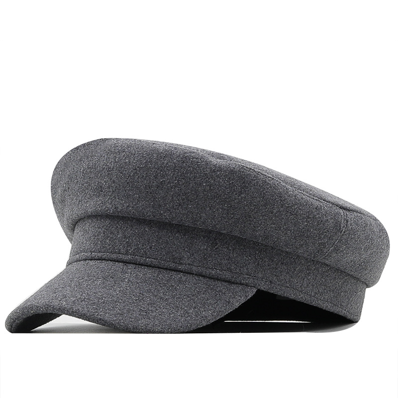 Simple Solid-color Military For Women British Retro Smooth-surface Flat-top Baseball Cap photo 2