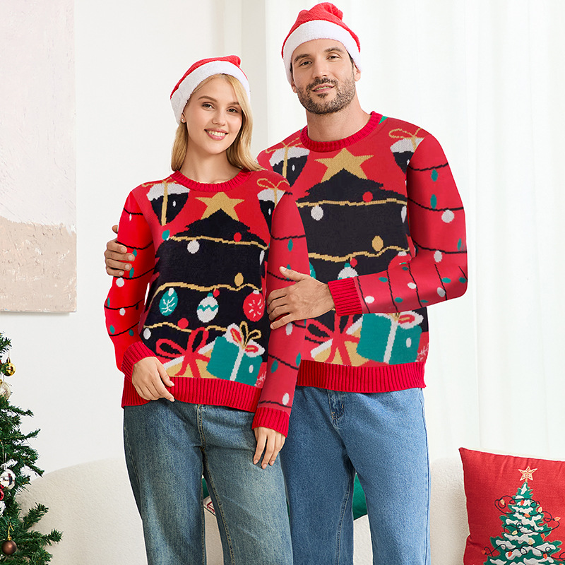 Hot-selling Jacquard Christmas Tree Sweater A Relaxed Laid-back Style For Couples photo 3
