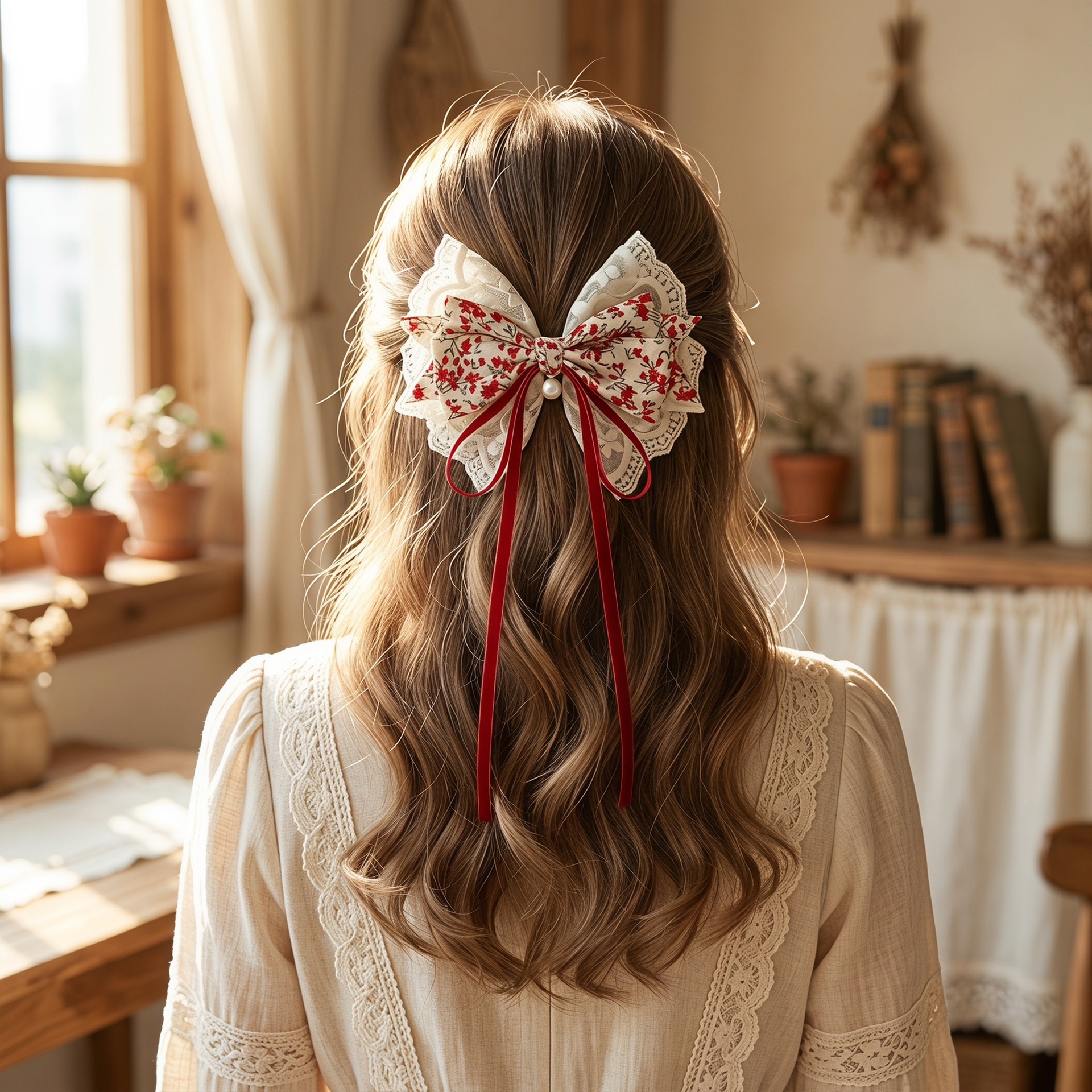 Bow Hair Clip For Girls Princess-Style Fabric photo 1