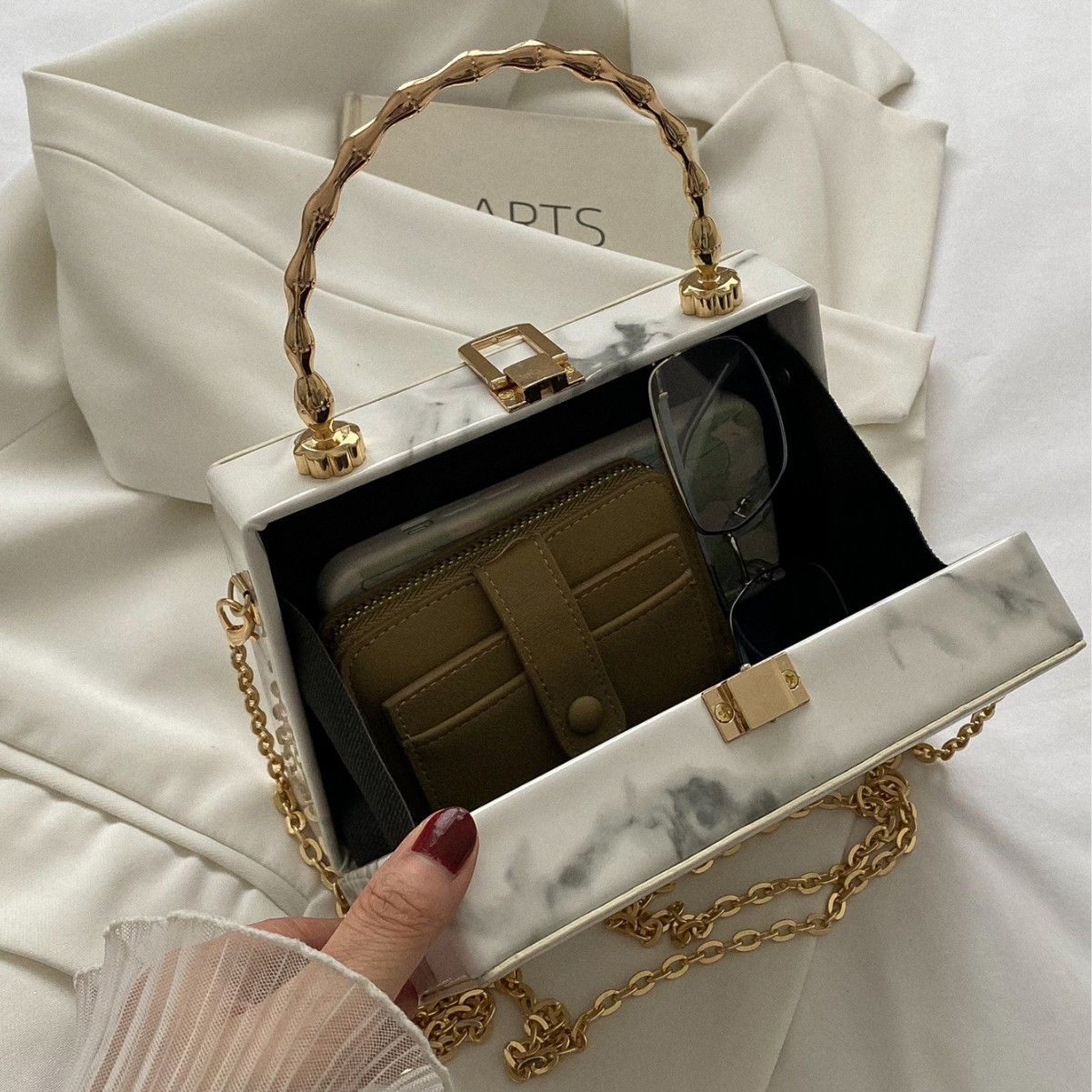 Women's Marbled Small Square Handbag photo 2