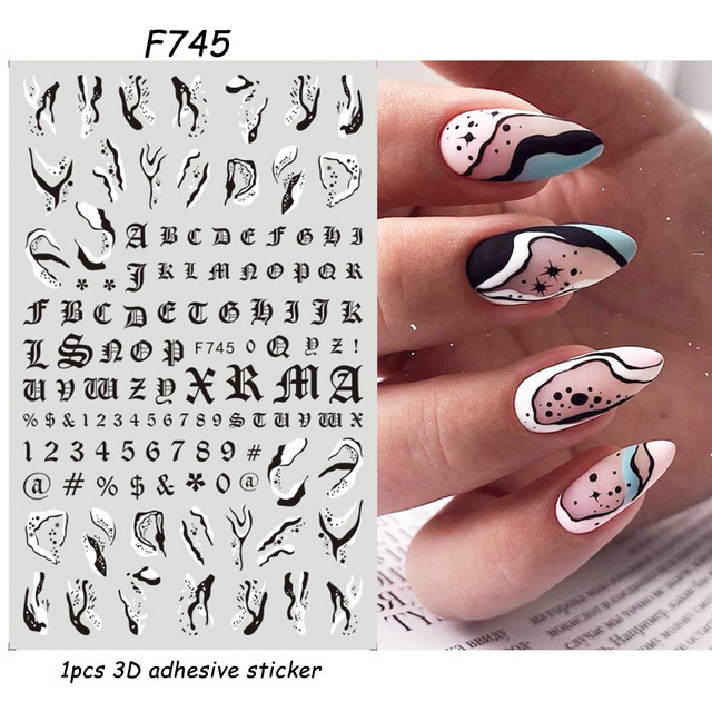 Nail Art Adhesive Stickers Instagram-style Black And White Butterfly Punk Vibe photo 5