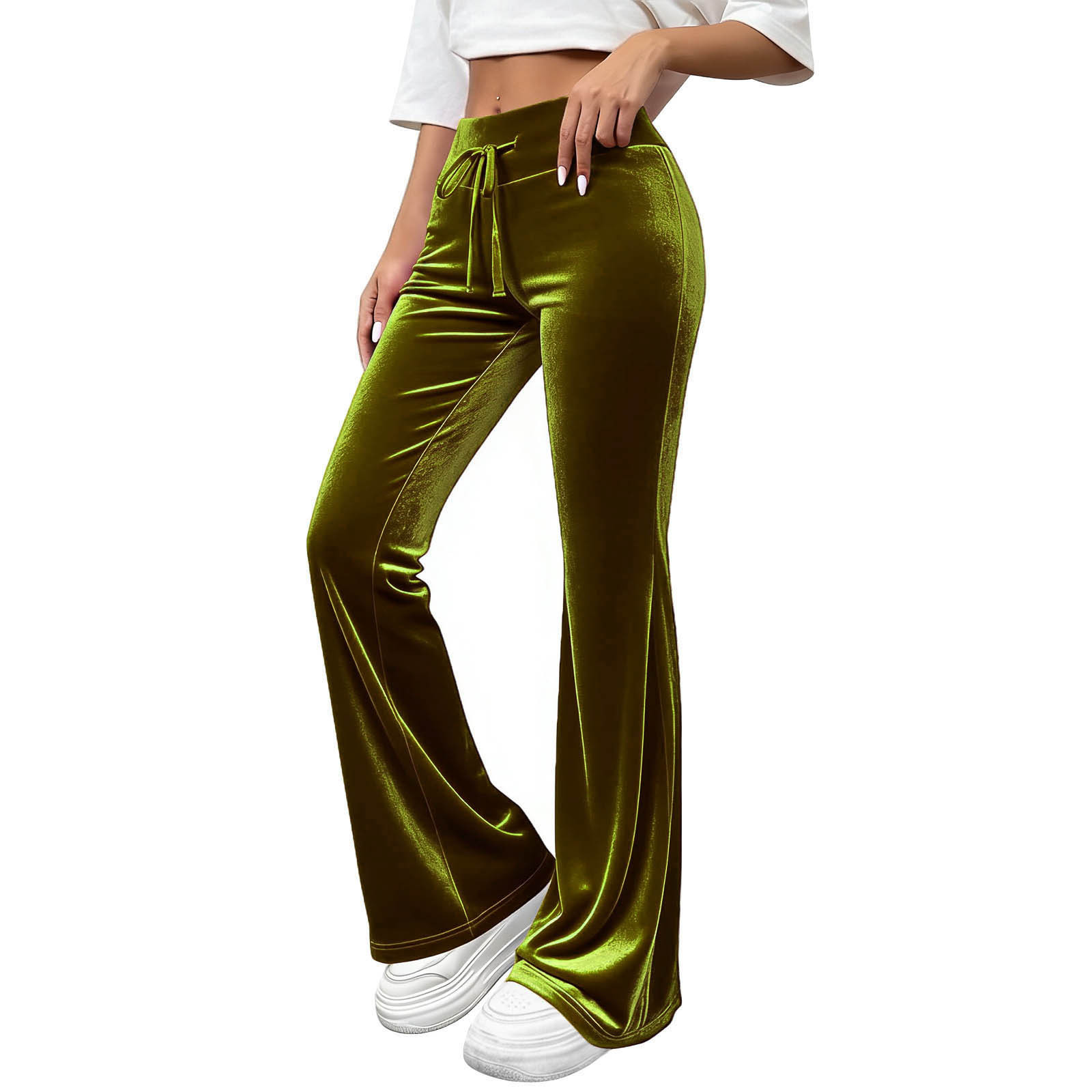 Commuter Slimming Casual Flared Pants Velvet Draped Long Trousers photo 5