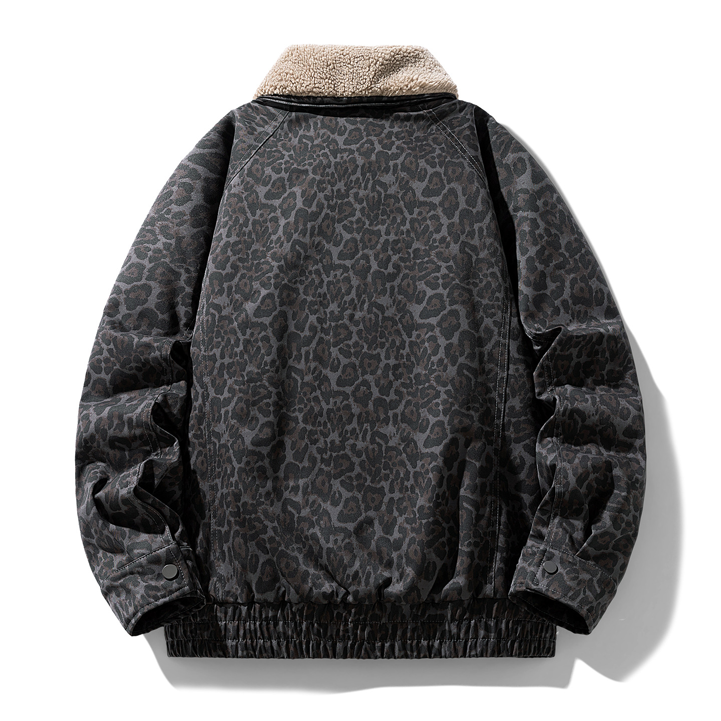 Leopard-print American-style Vintage Shearling Lapel Short Padded Warm Cotton Jacket photo 2
