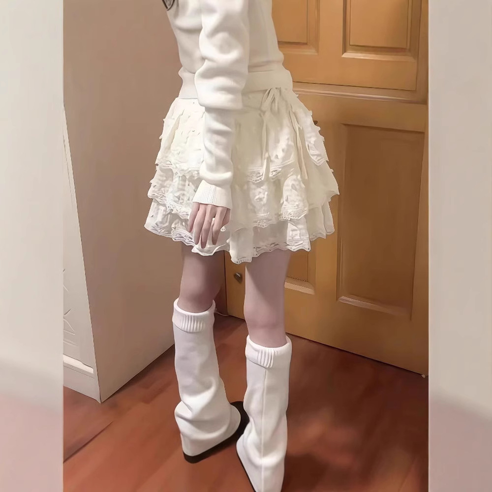Short Lace-trimmed High-waisted Cake-style Puffy Skirttrendy photo 4