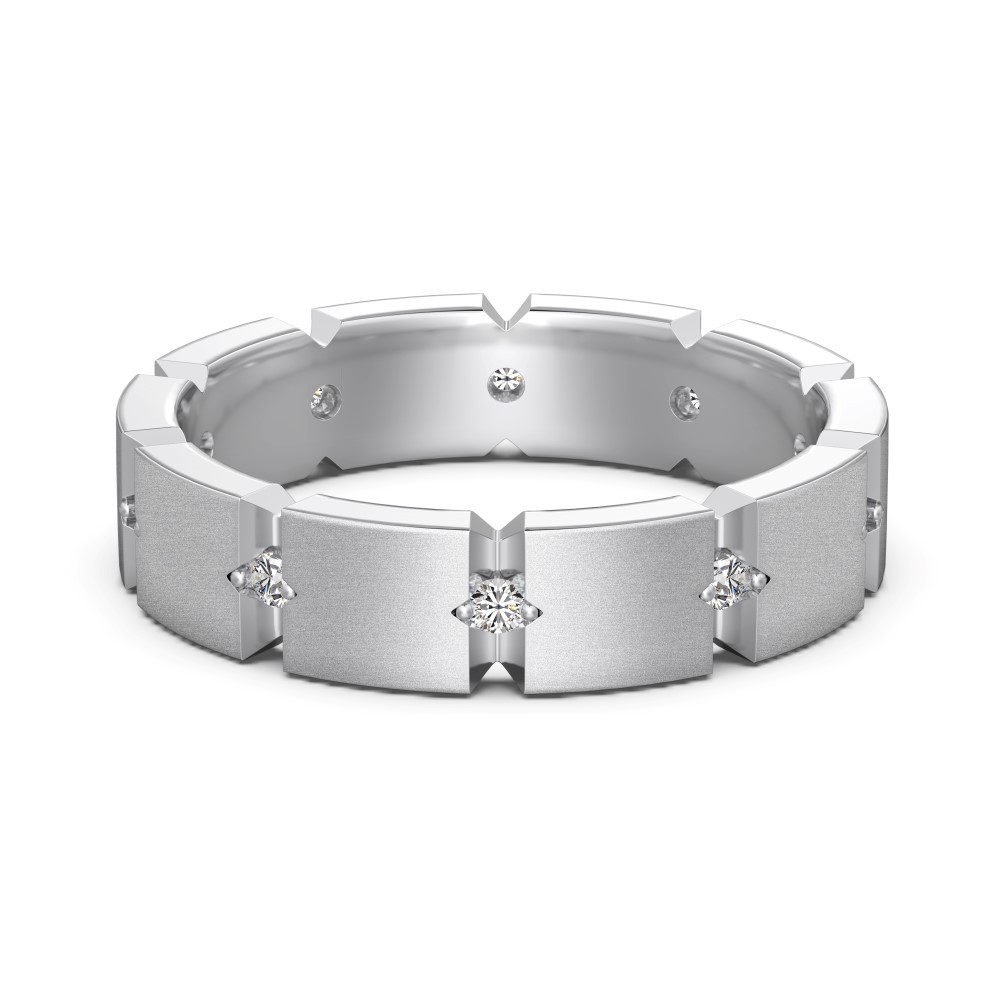 S925 Sterling Silver Men And Women Couple Rings Personality Fashion Round Zirconium Gang Drill Slim Ring Simple All-match photo 4