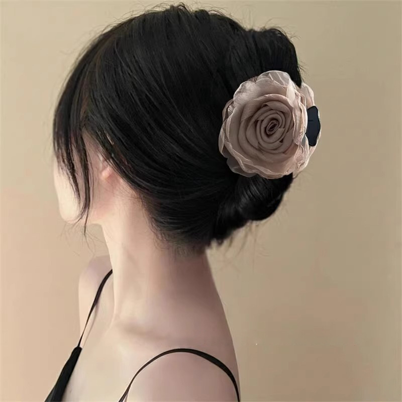 Dark Green Rose Hair Clip Stylish And High-end photo 1
