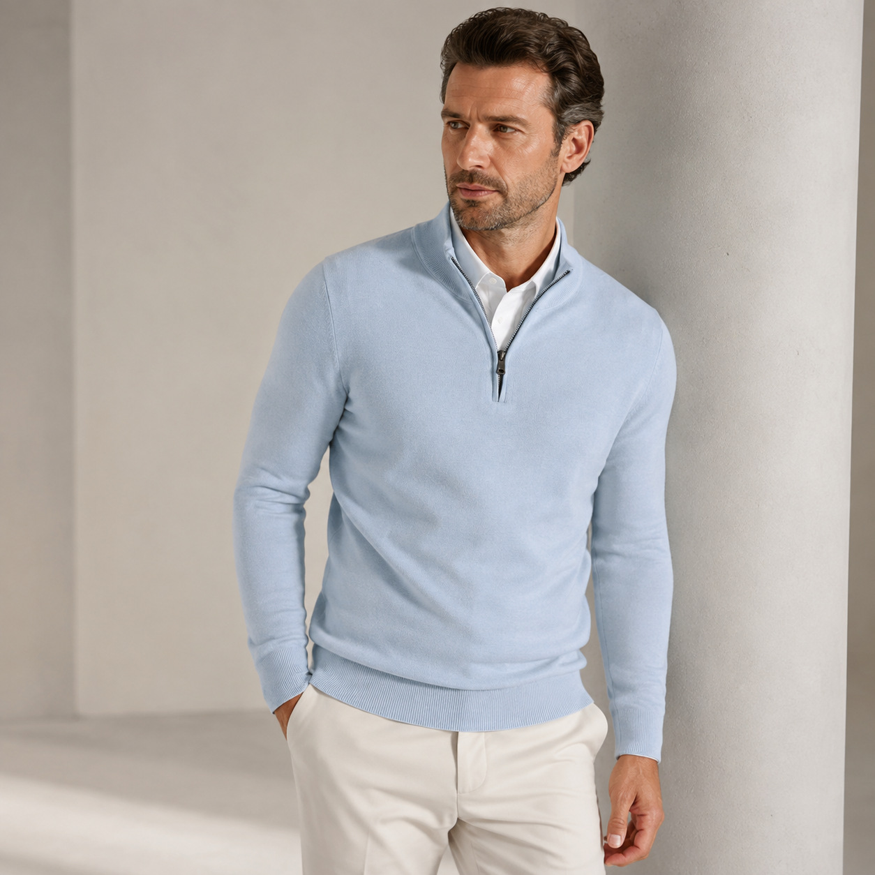 Men's Stand-Neck Knitted Casual Set photo 3