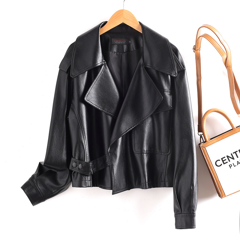 Women's Leather Loose-fitting Fashionable Jacket photo 1