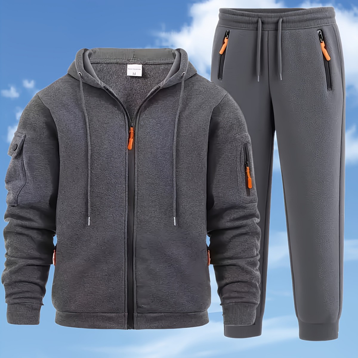 Men's Zip-up Hoodie Sweatshirt Jacket And Sweatpants Sportswear Set photo 4