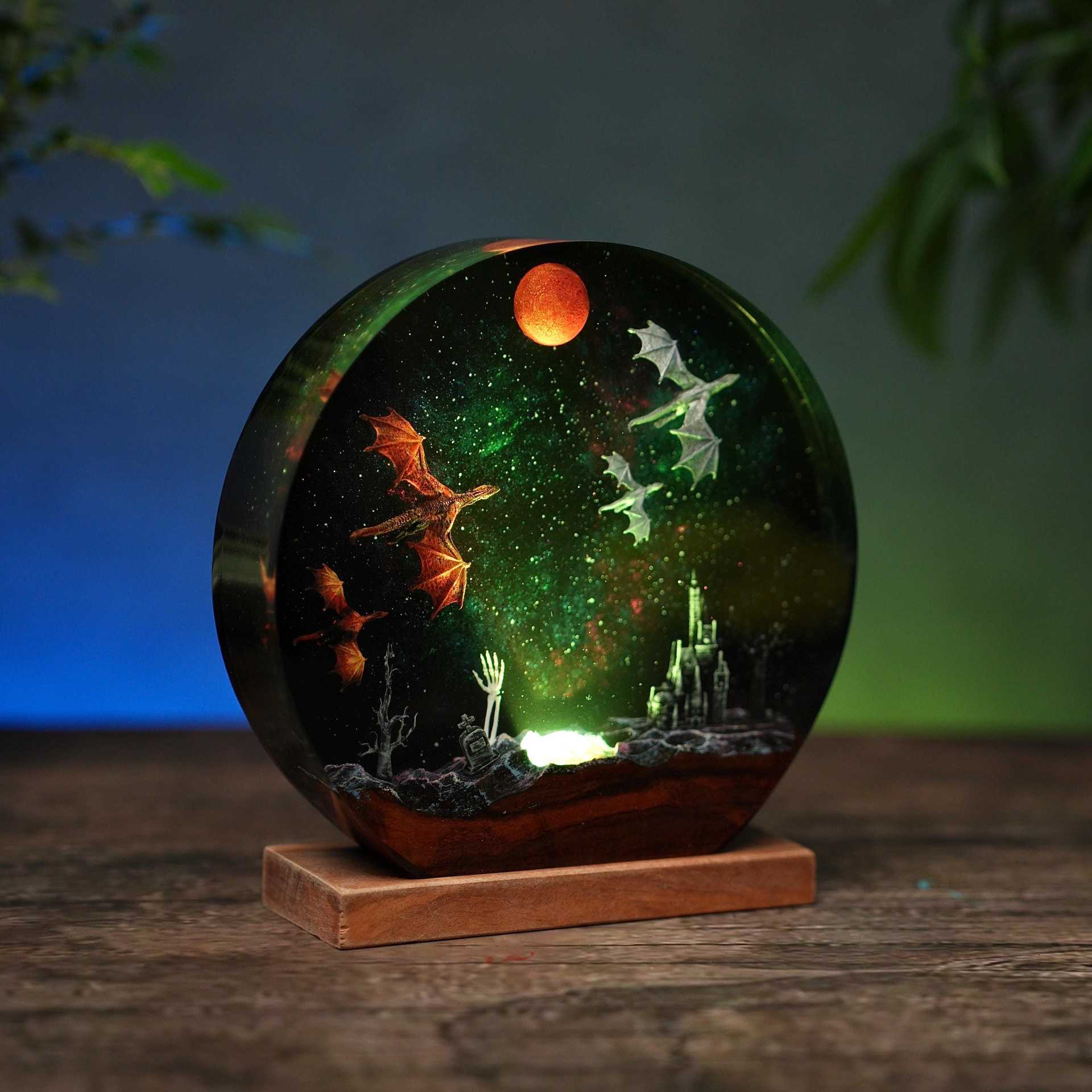 Resin Lamp Ice Dragon And Fire Dragon Personalized Epoxy photo 5