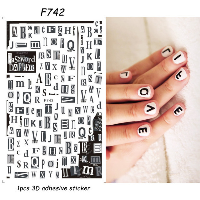 Nail Art Adhesive Stickers Instagram-style Black And White Butterfly Punk Vibe photo 2