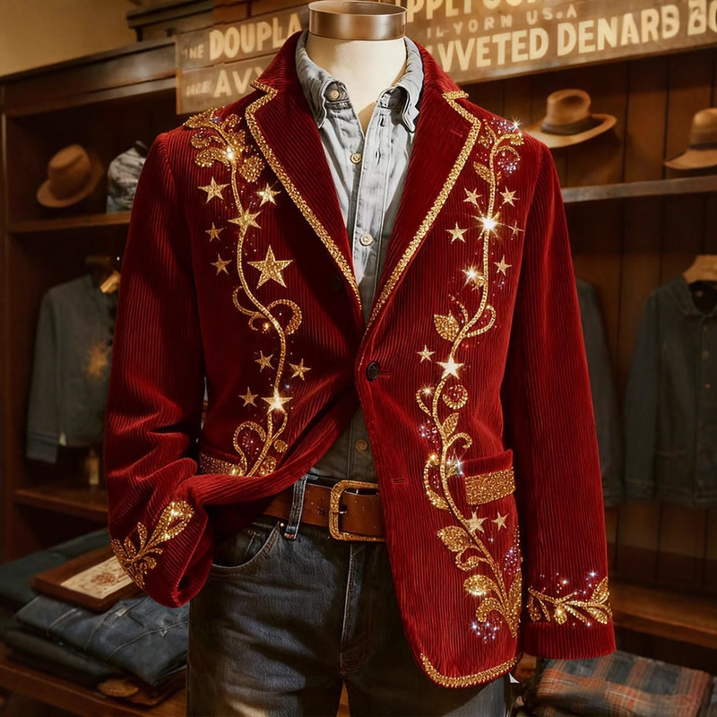 Christmas-themed Corduroy Suit With Pockets photo 1
