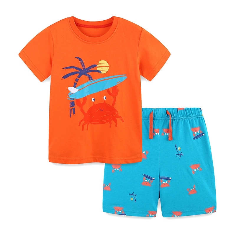 Fashionable Printed Crew-Neck Short-Sleeve Set For Boys photo 4