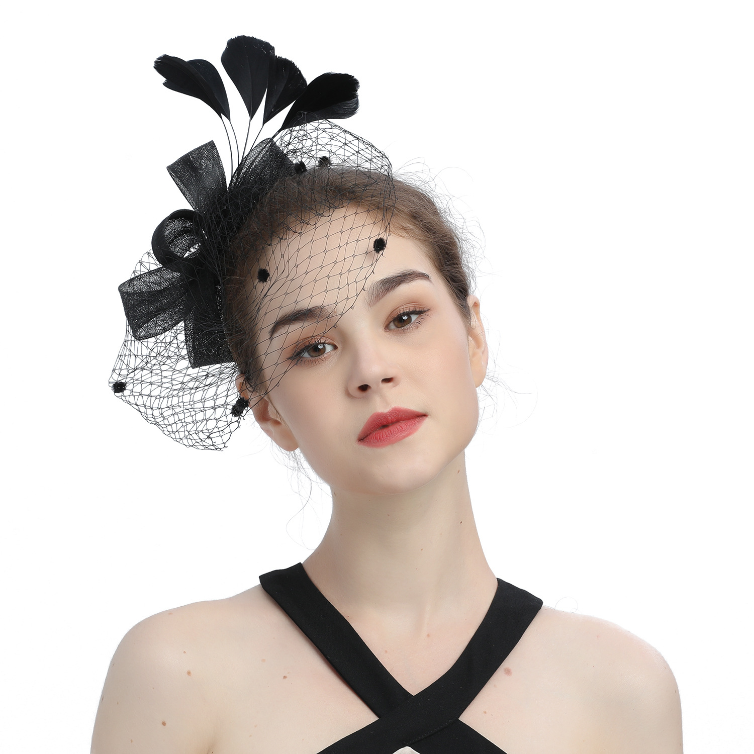 Bride Veil Hair Bow Top Hat Headdress Flower Cover Face Mesh Head photo 6