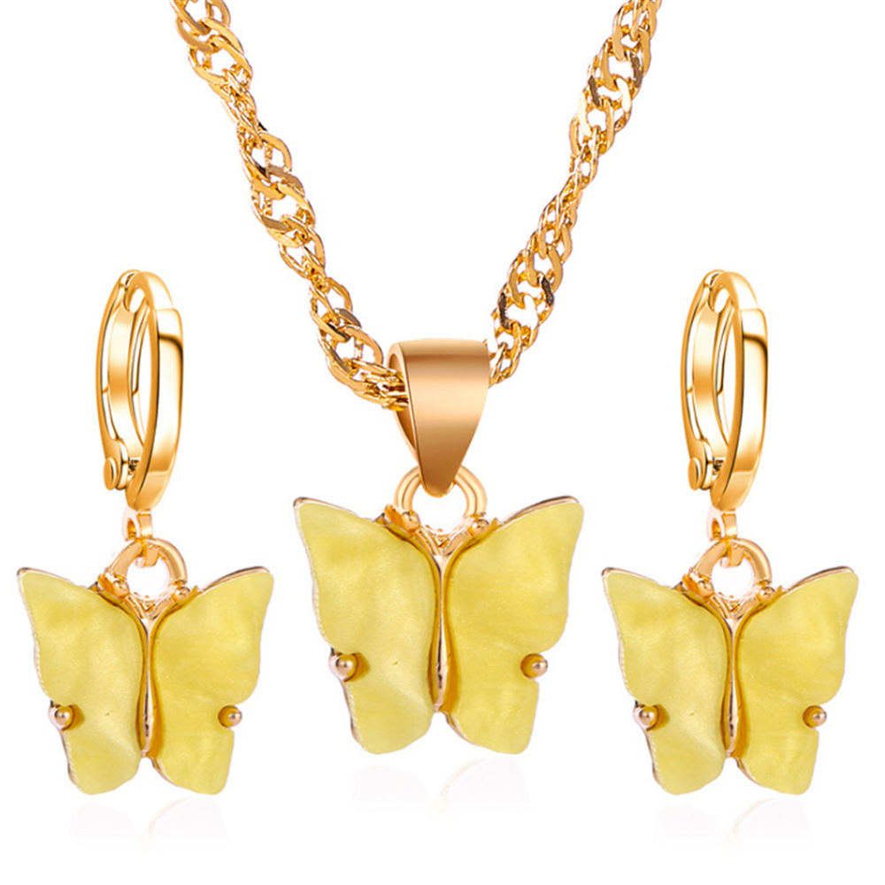 Color Acrylic Butterfly Earrings And Necklace Set photo 7