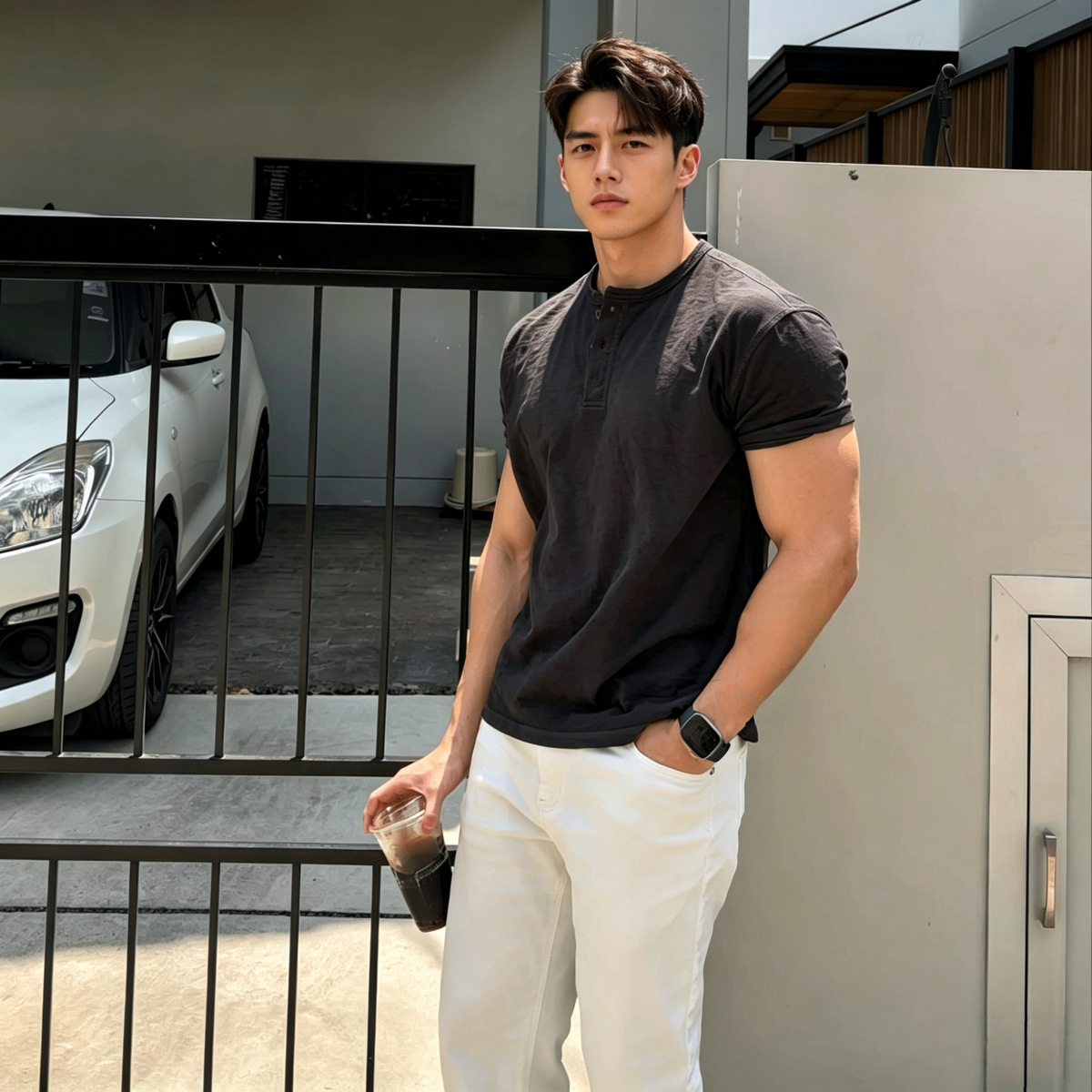 Distressed-style Mens Short-sleeve American T-shirt photo 3