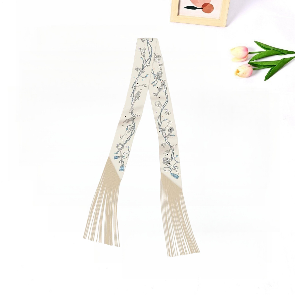 Korean-style Trendy Twill Silk Ribbon Scarf For Women photo 8