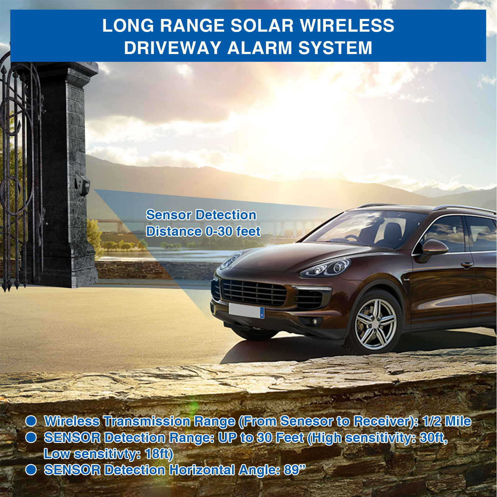 Solar Waterproof With Digital Display Lane Outdoor Driving Device Induction Alarm Detection photo 2